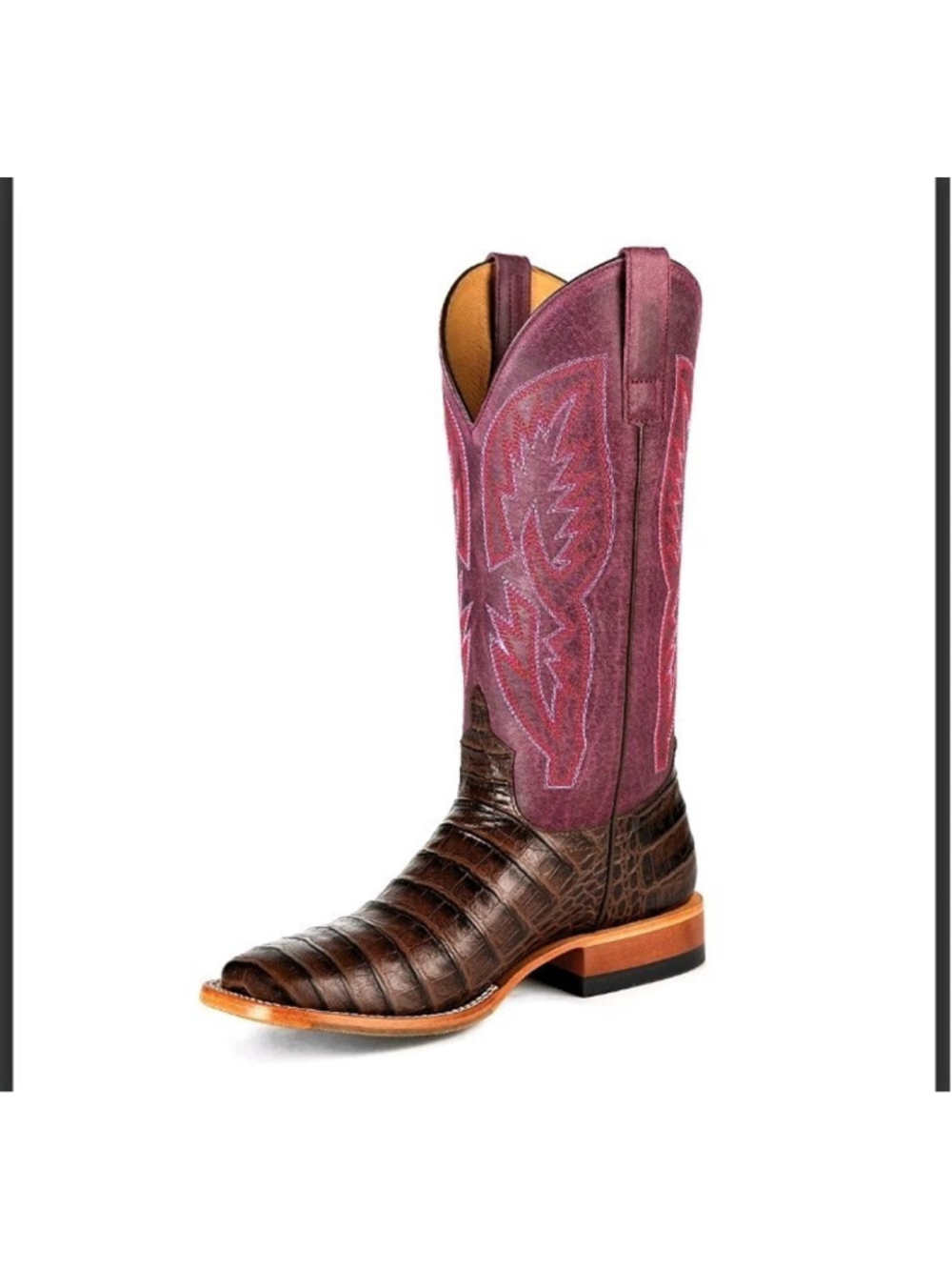 Macie Bean M9172 Cowboy Boots Womens 7.5 M Caiman Print Sangria Square Toe